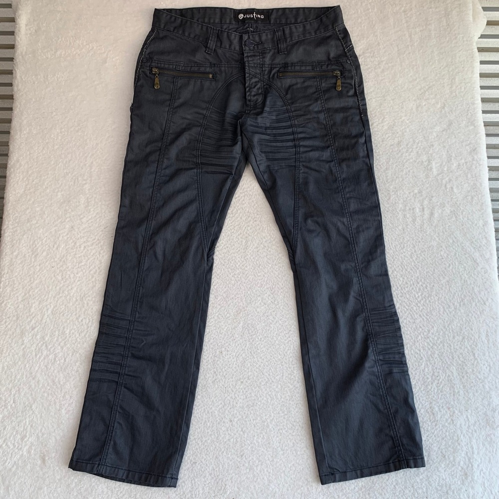 VTG Justing Jeans Mens 36 (37x32) Streetwear Button Fly Coated 100% Cotton Y2K
